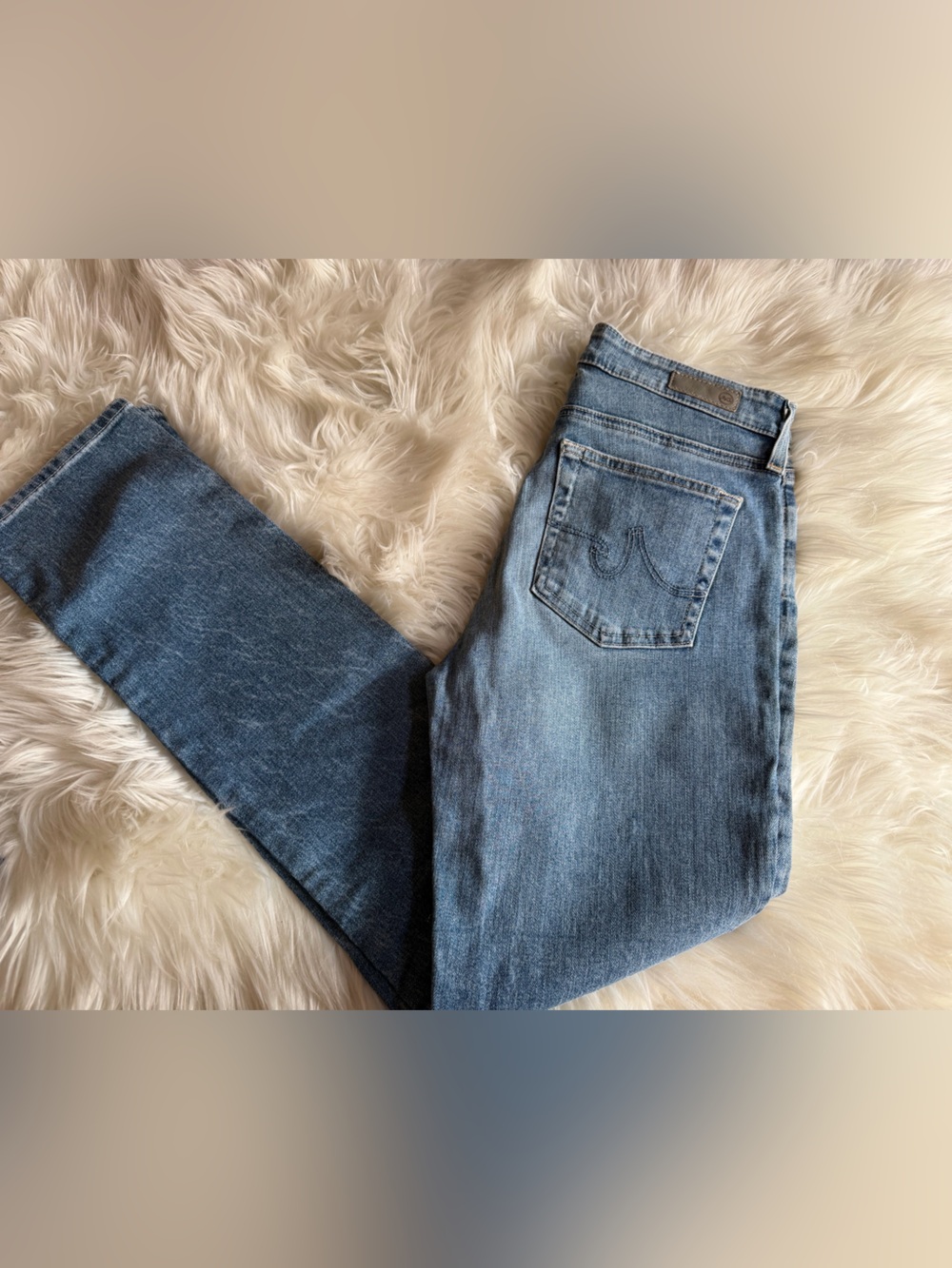 Ag Adriano Goldschmied Women's Straight Leg Jeans in Light Blue Denim